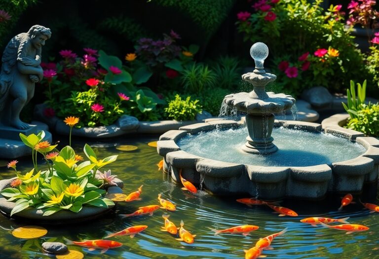 What benefits does installing a fountain add to a water garden?