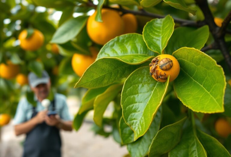 What are the best methods for identifying and controlling scale insects on citrus trees?