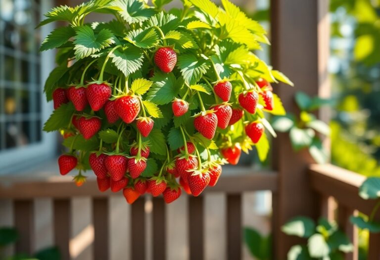 What is the best method to grow strawberries in hanging baskets?