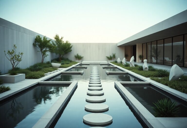 Which water garden designs best complement modern landscape architecture?