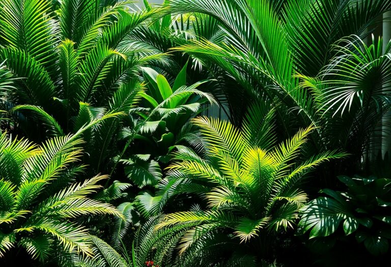 How do I care for tropical ferns and palms in my home garden?