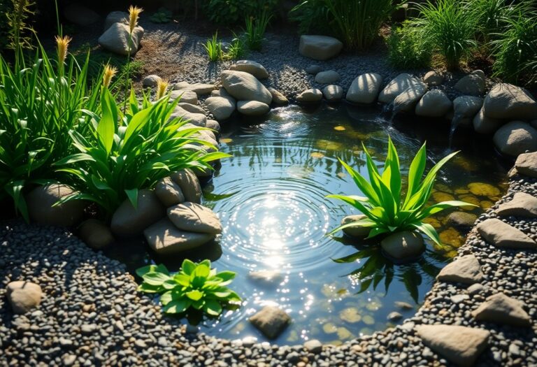 How can I design a natural filtration system for my garden pond?