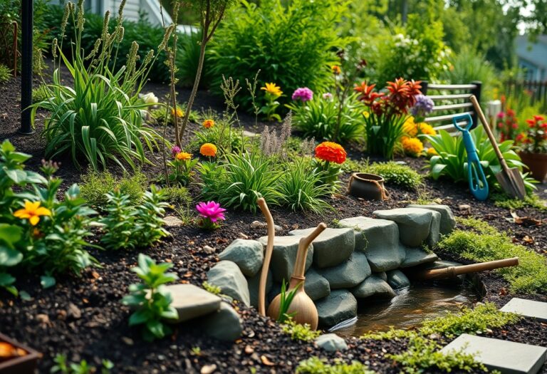 How do I design a rain garden to manage stormwater runoff naturally?