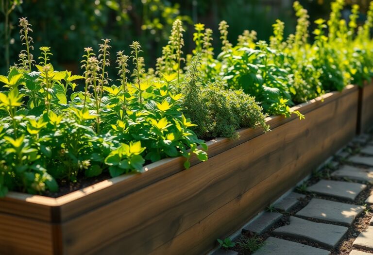 How do I design a raised bed exclusively for culinary and medicinal herbs?