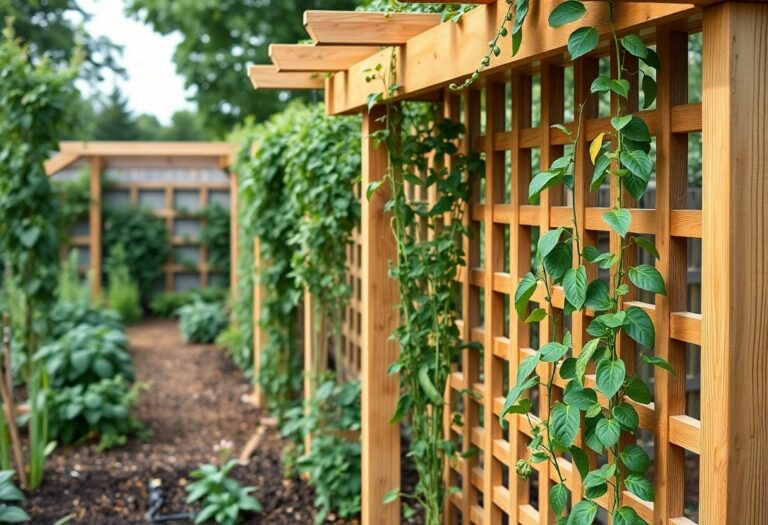 What are some DIY trellis ideas for climbing vegetables like beans and peas?