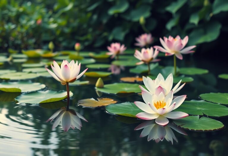 How do I incorporate water lilies and lotus plants into my pond design?