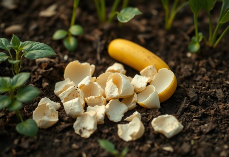 How do I make organic fertilizer using banana peels and eggshells?