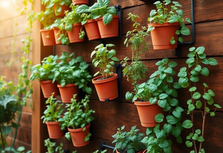 How do I use vertical gardening techniques to maximize space for herbs?