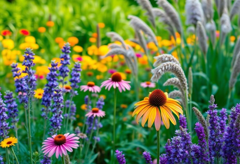 Which perennials provide year-round color in landscape design?