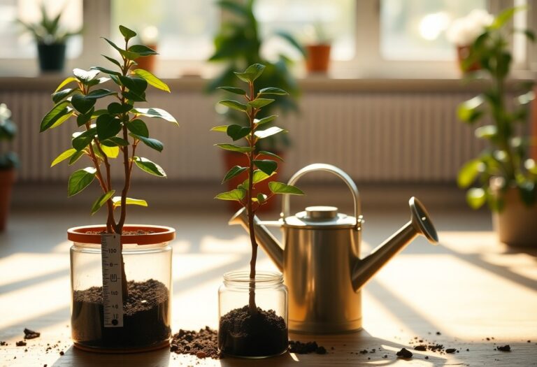 How can I prevent overwatering in potted plants?