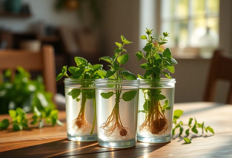 How do I propagate herbs like mint and oregano using cuttings?