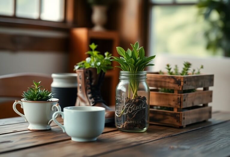 How can I repurpose household items as creative planters?