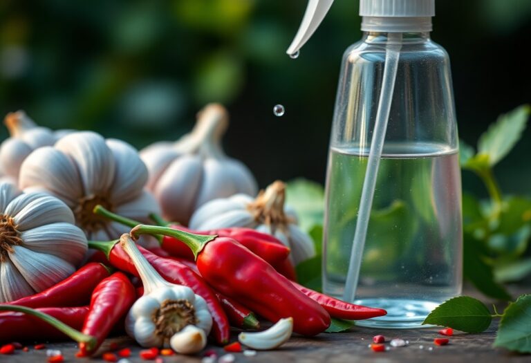 How can garlic and chili sprays be used to repel insects?